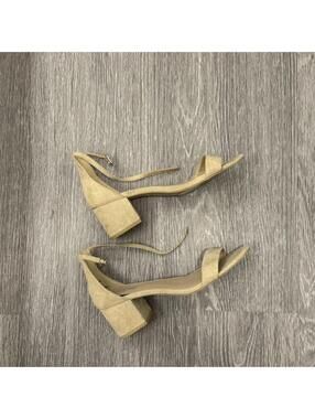 tan suede sandals w/ block heel